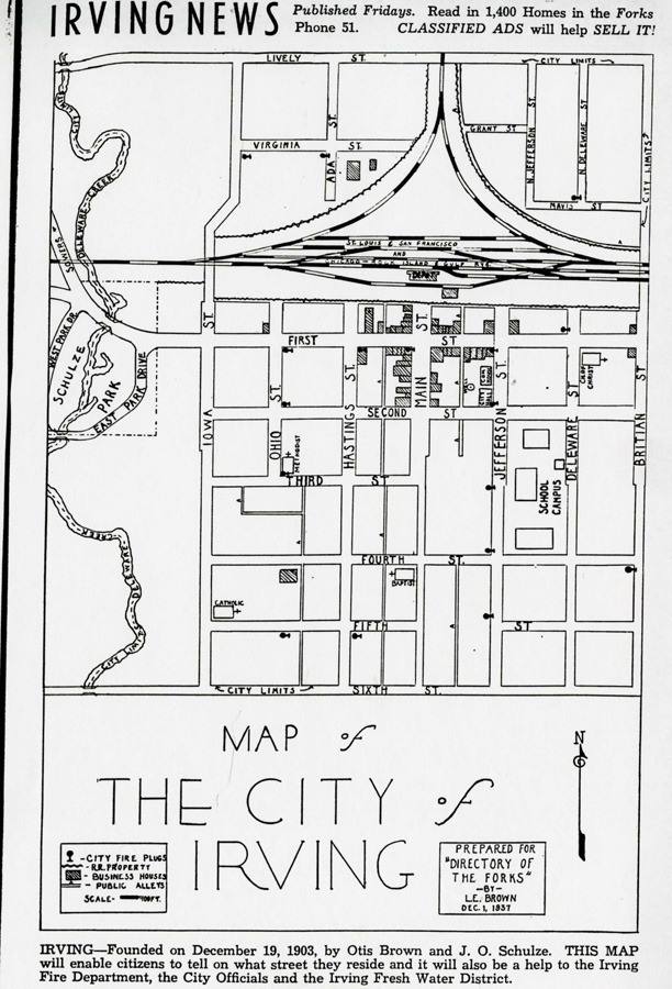 Map of Irving, 1938