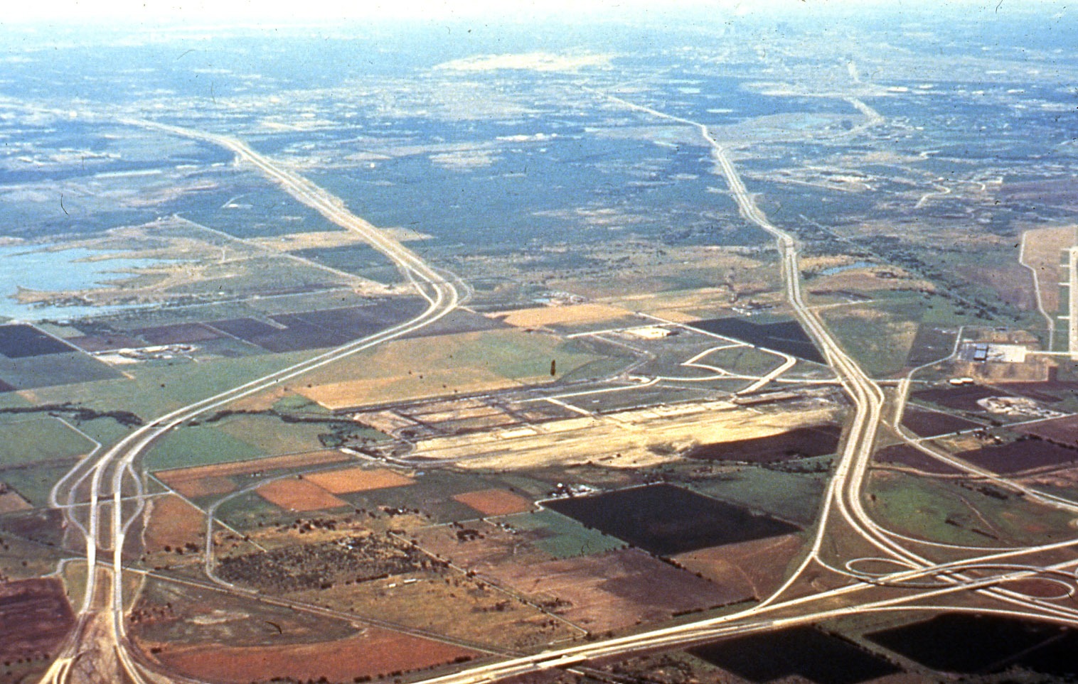 View from SH 121 near DFW Airport looking southeast to pre-development Las Colinas
